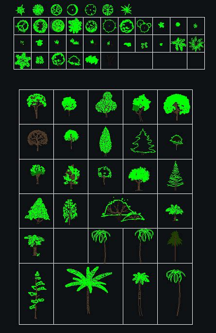 cad blocks  collection trees plants