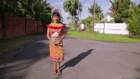 iban tribal woman with traditional clothes in the afternoon stock footage video 3045202