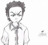 Boondocks Coloring Huey Freeman Pages Template Sketch sketch template