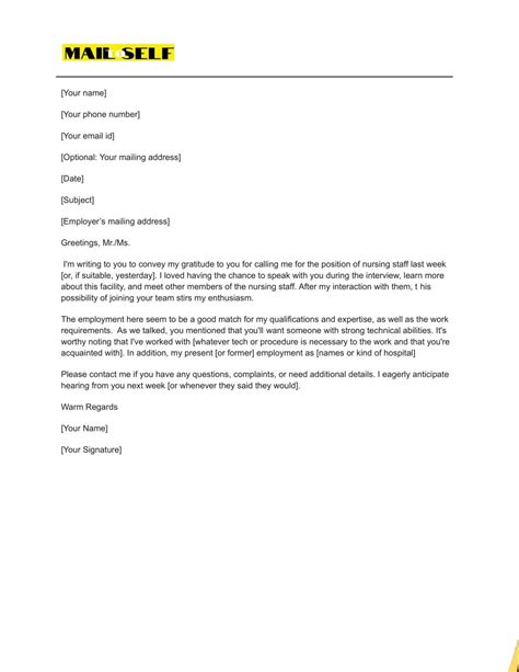 letter  nursing interview   templates examples