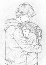 Sketch Drawing Couple Cute Sister Brother Hugging Deviantart Hug Pencil Couples Guys Tumblr Girl People Holding Crying Hands Then There sketch template