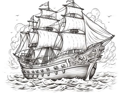hoist  colors pirate ship art coloring page