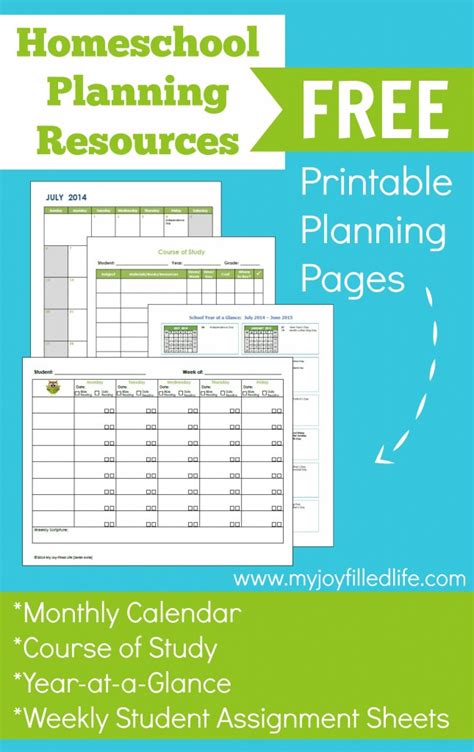 printable homeschool planning pages