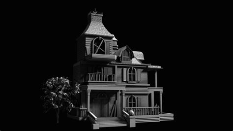 3d model halloween haunted house vr ar low poly cgtrader