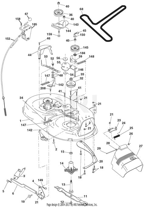 ariens     gear tractor parts diagram  mower deck