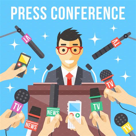 press conference flat design illustrator graphics ~ creative market