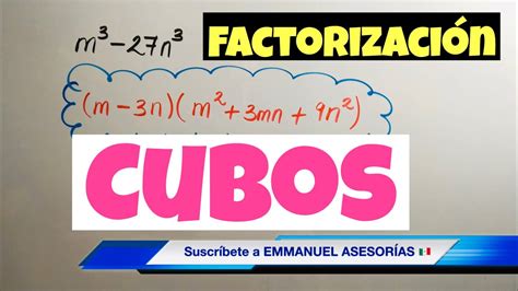 factorizacion suma  diferencia de cubos perfectos paso  paso youtube