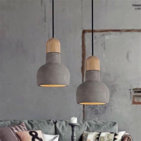 Loft Vintage Pendant Lamp Dia 140mm E27 Wood Cement Retro Northern