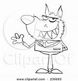 Waving Wolf Outline Coloring Illustration Business Man Royalty Clipart Toon Hit Rf 2021 sketch template