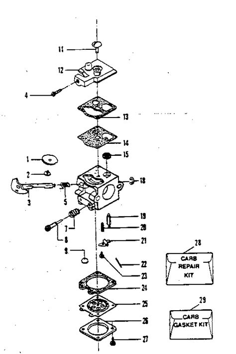 figure  carburetor assembly  diagram parts list  model  craftsman parts