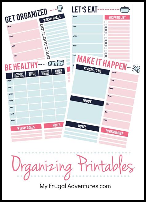 organizing printables  frugal adventures organization