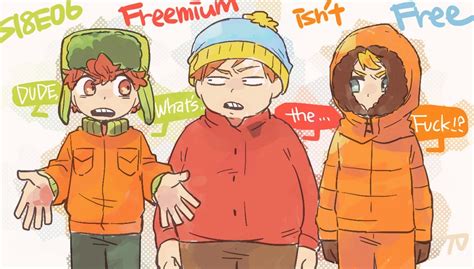 Kenny Mccormick Kyle Broflovski And Eric Cartman South Park Drawn