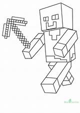 Coloring Pages Minecraft Momjunction Printable Little Pickaxe Color Sheets sketch template