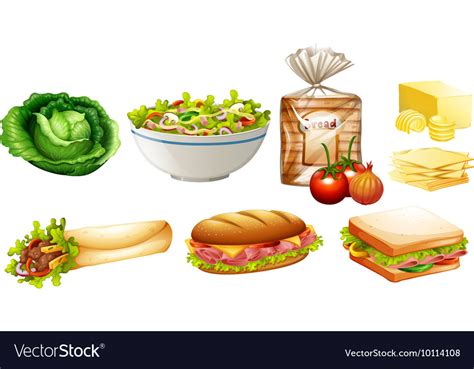 set   kinds  food royalty  vector image