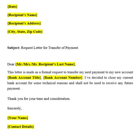 transfer request letter  email format examples purshology