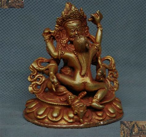 Tibetan Buddhism Bronze 24k Gold Sex Love Hevajra Yab Yum Jambhala
