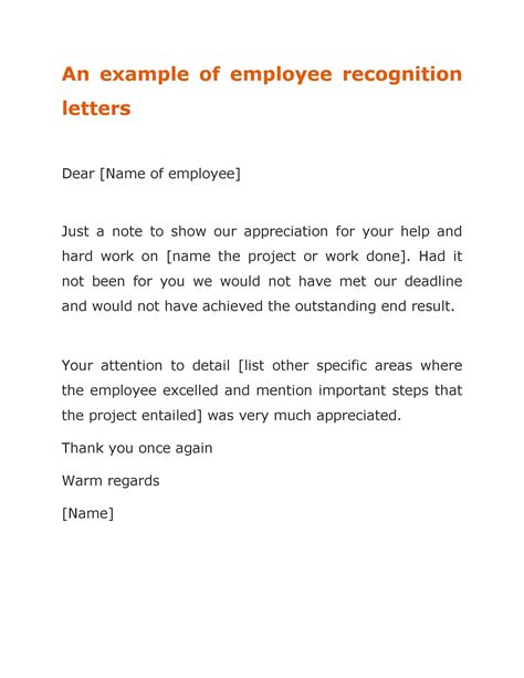 printable employee recognition letters   templatelab