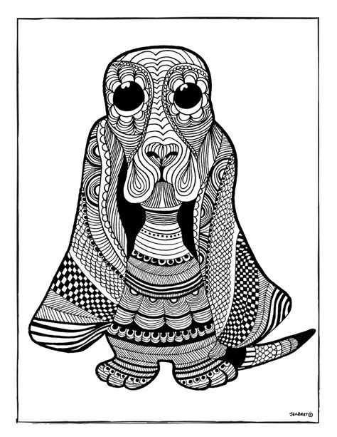 printable coloring page hound dog coloring page instant etsy