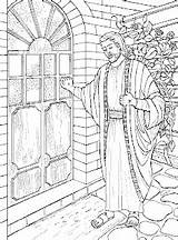 Jesus Knocking Door Christ Drawing Coloring Gift Sketch Christian sketch template