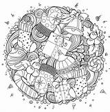 Christmas Coloring Pages Adult Colouring Adults Mandala Year Sheets Printable Happy Color Cards Book Designs Stress Books Visit Print Relieving sketch template