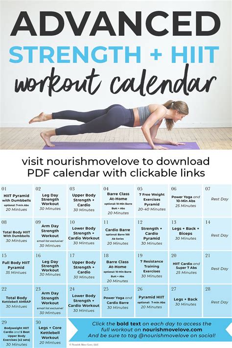 strength training for women 30 day workout calendar