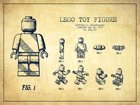 Lego Toy Figure Patent Drawing From 1979 Vintage Drawing By Aged Pixel