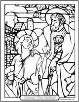 Coloring Stained Fathers Saintanneshelper sketch template