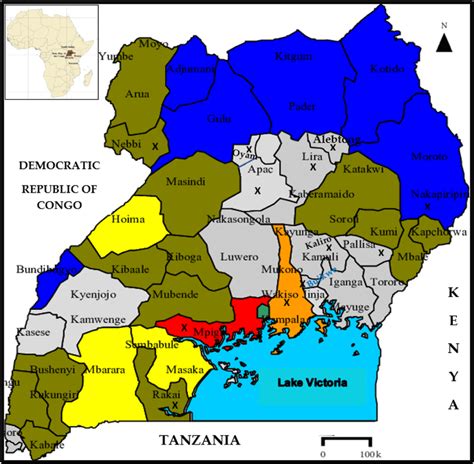 map  uganda showing  location   districts  reports   scientific diagram