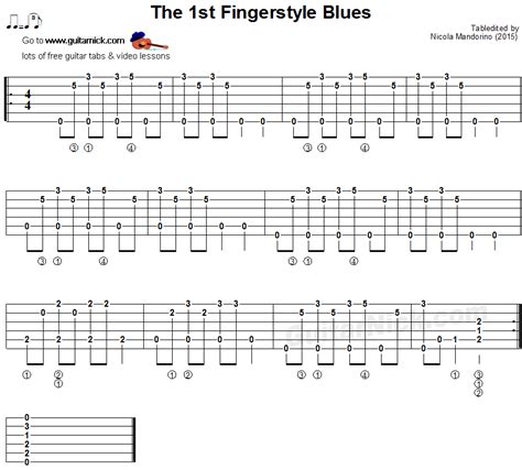 The 1st Fingerstyle Blues Guitar Tablature Guitar