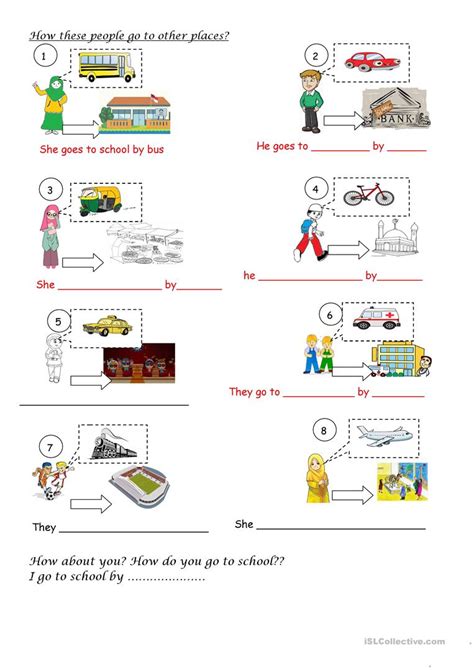 transportation worksheet  esl printable worksheets
