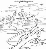 Coloring Surfing Pages Outdoor Activities Surf Colouring Colour Australia North Water Beautiful Girl sketch template