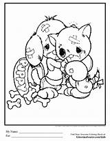 Coloring Puppy Pages Kitten Kitty Puppies Kittens Colouring Printable Print Cute Precious Moments Color Hard Cat Advanced Library Clipart Popular sketch template