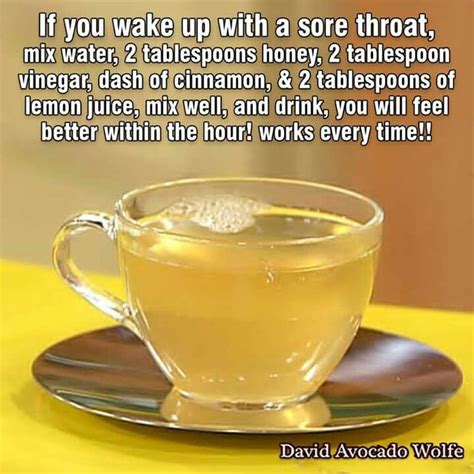 sore throat natural remedy home honey vinegar cinnamon