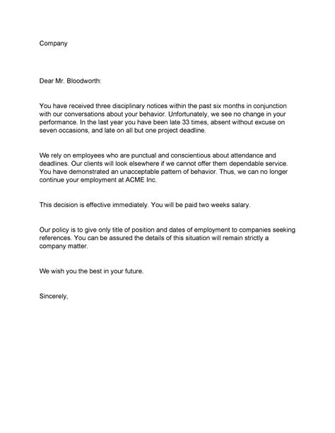termination letter template
