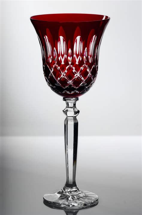 Bastille 24 Lead Crystal Ruby Tall Goblet Wine Glasses Set Of 6