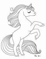 Unicorn Coloring Pages Print Rainbow Printable Sheet Standing Magical Tail sketch template