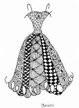 Dress Zentangle Coloring Patterns Pages Doodle Easy Pattern Suzanne Mcneill Honor Zen Drawing Fashion Doodles Zentangles Adults Step Simple Dresses sketch template