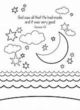 Creation Coloring Bible Preschool Pages Sheet Genesis Verse Worksheets Children God Story Days Sheets School Sunday Tracing Lessons Memory Crafts sketch template