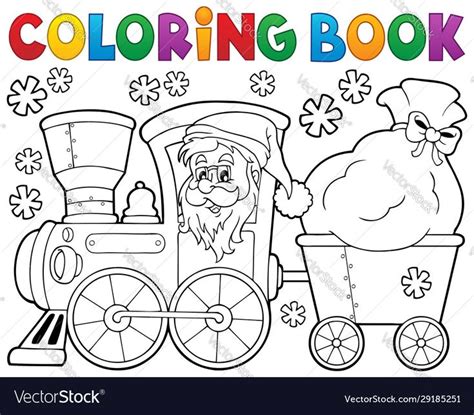 coloring book christmas train  vector image  vectorstock