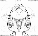 Chubby Male Lumberjack Shrugging Careless Clipart Cartoon Thoman Cory Outlined Coloring Vector 2021 sketch template
