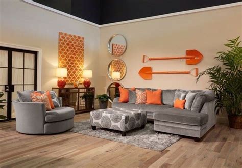 orange  grey living room decor decorhj