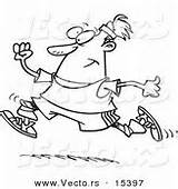 Outline Jogging Coloring Cartoon Vector Man Runner Royalty Stock sketch template