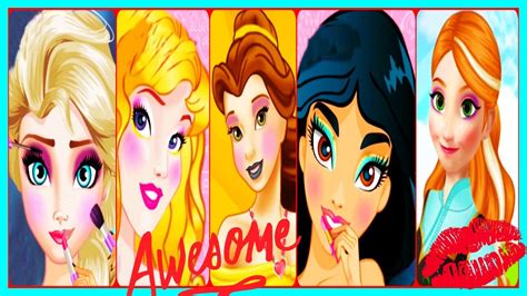 disney princesses make up video game compilation ♡ elsa anna jasmine aurora belle youtube