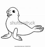 Coloring Baby Cute Pages Little Fur Seal Vector Lays Smiles sketch template