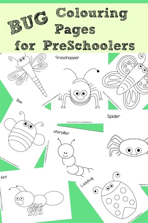 bug colouring pages perfect  preschoolers red ted art