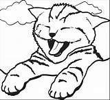 Coloring Cat Pages Cute Kitty Yawning Cats Fat Printable Kids Adult Print Color Animal Colouring Kitten Sheets Kawaii Little Yawn sketch template