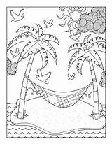 Beach Coloring Hammock Pages Printable Volleyball sketch template