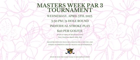 masters week par  tournament april   hillandale golf