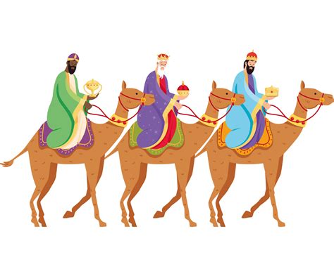 reyes magos en camellos  png
