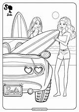Pages Coloringoo Barbies Sheets Dxf Surfing sketch template